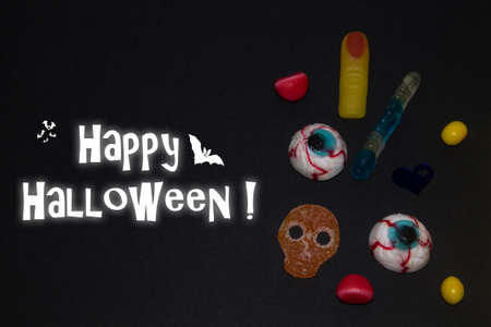 Halloween orange pumpkin - overhead view flat layの写真素材