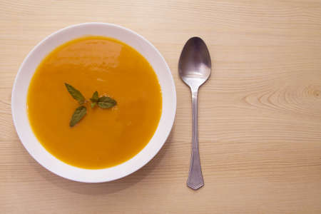 vegetable and carrot soup on backgroundの写真素材