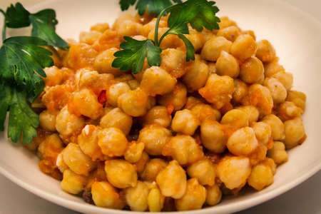 Cooking chickpeas bowl stone background top viewの写真素材