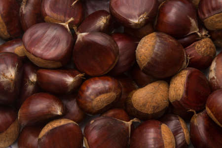 tasty group of chestnuts isolatedの写真素材