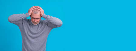 man with stressed or worried gesture isolated