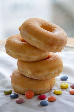 fresh natural donuts freshly madeの写真素材