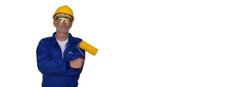 Builder handyman with construction tools.の写真素材