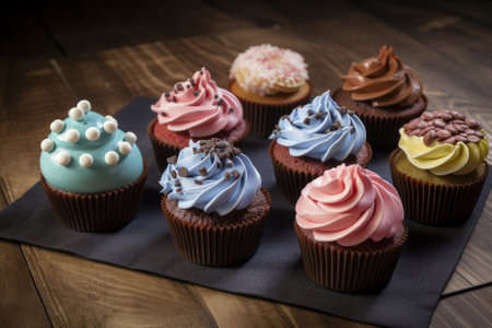 assortment of flavored cupcakes, generative aiの素材