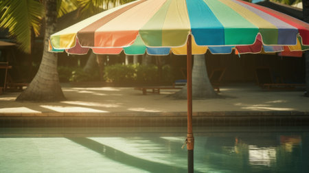 colorful umbrella in the pool of luxury resort , generative aiの素材