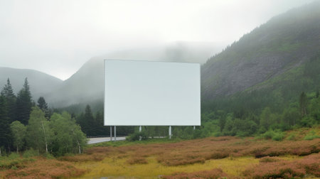 billboard with copy space in green forest, generative aiの素材