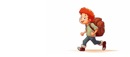 student cartoon with backpack, generative aiの素材