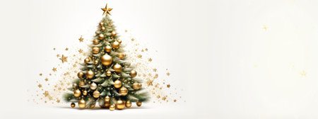 decorated christmas tree on white backgroundの素材