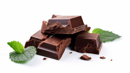 ounces of chocolate isolated on whiteの素材