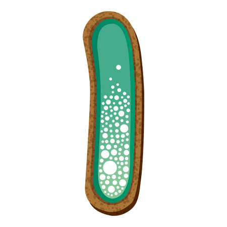 Letter i in the form of cookies with aquamarine icing, alphabet, vector illustration