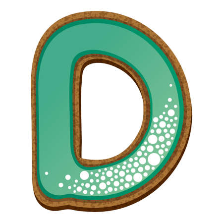 Letter d in the form of cookies with aquamarine icing, alphabet, vector illustrationのイラスト素材