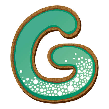 Letter g in the form of cookies with aquamarine icing, alphabet, vector illustrationのイラスト素材