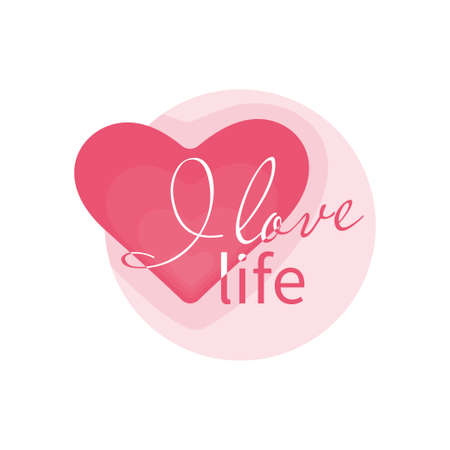 Heart sticker I love life shades of pink vector illustrationのイラスト素材