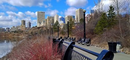 River valley walk - Louise McKinney Riverfront Park, Edmontonのeditorial素材