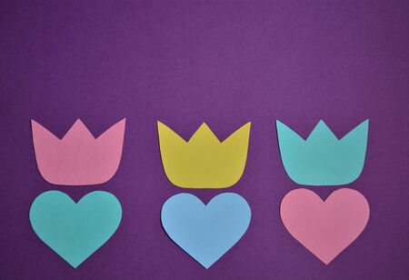 Three Paper Tulips on Purple Background