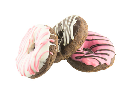 Donut strawberry chocolate milk isolated on a White Backgroundの写真素材