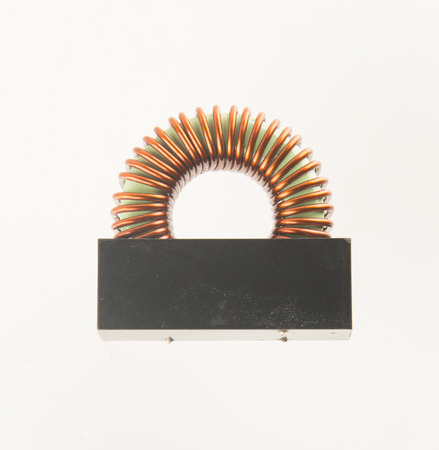 Copper coils on white background