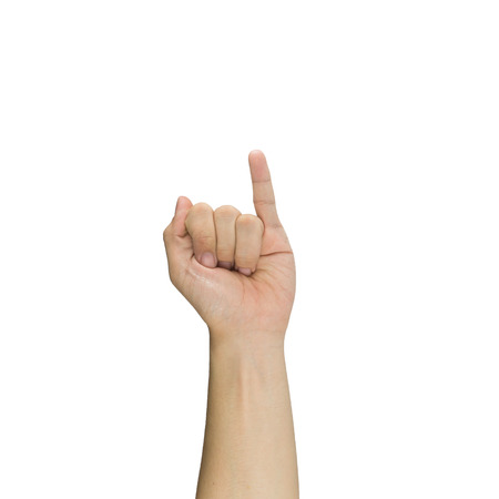 Little finger up isolated in white backgroundの写真素材