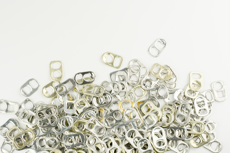 metal rings pulls on white backgroundの写真素材