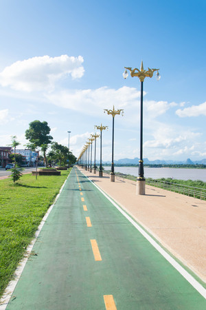 Bicycle road at nakhon phanom , Thailandの写真素材