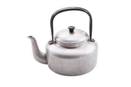 aluminium kettle isolatedの写真素材