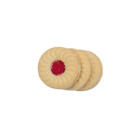 cookies with strawberry jam isolated on whiteの写真素材