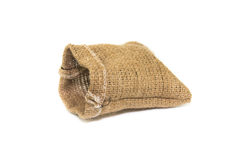 Jute bag isolated on white backgroundの写真素材