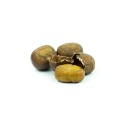 Chestnuts isolated on whiteの写真素材