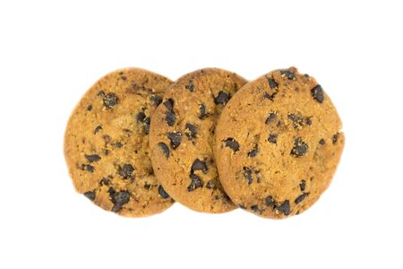 Chocolate chip cookie isolated on whiteの写真素材