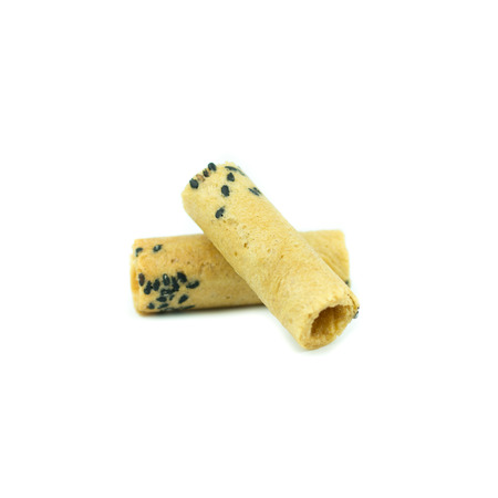 Coconut roll with black sesame Thai snack isolated on white background
