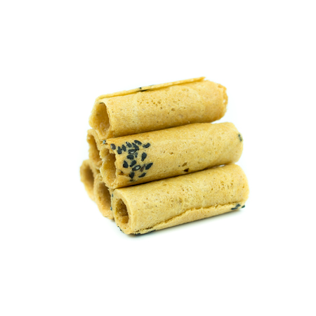 Coconut roll with black sesame Thai snack isolated on white background