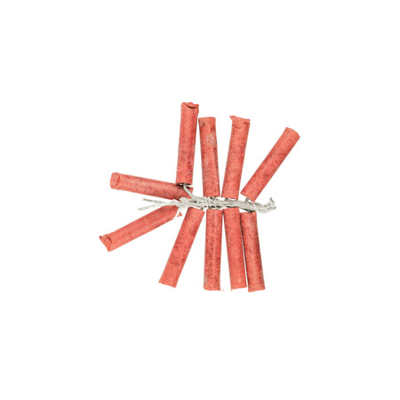 Red Firecrackers isolated on white backgroundの写真素材