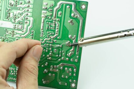 Repair of electronic devices, tin soldering partsの写真素材