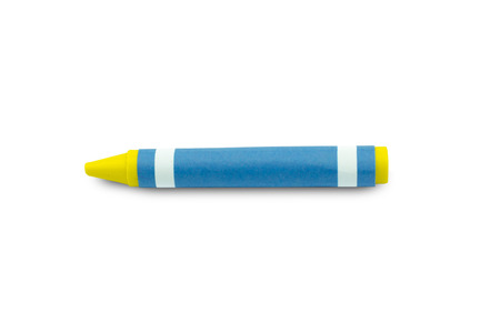 Yellow Crayon Wax Pencil Isolated on White Backgroundの写真素材