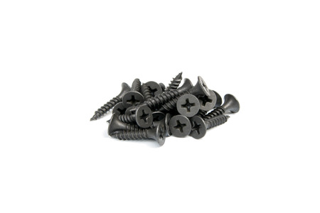 black screws isolated on a white background