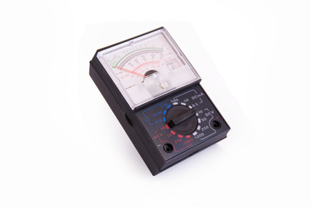 analog multimeter isolated on white background with clipping pathの写真素材