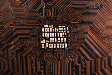 Close up electronic hardware technology on Motherboard digital chipの写真素材