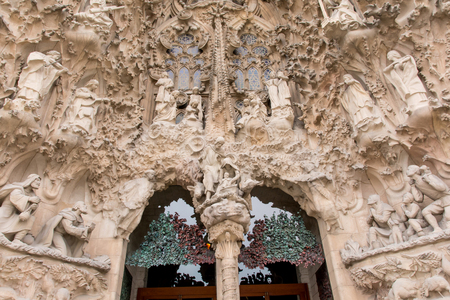 BARCELONA, SPAIN - MARCH 19, 2018: cathedral statue designed by Gaudi, which is being built since 19 March 1882のeditorial素材