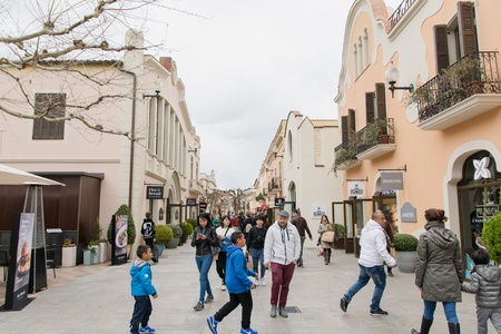 LA ROCA VILLAGE, BARCELONA, SPAIN - MARCH 17, 2018 : shopping mall road of La Roca Village. View from the outlet shopping mallのeditorial素材