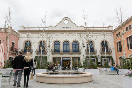 LA ROCA VILLAGE, BARCELONA, SPAIN - MARCH 17, 2018 : Prada store at the outlet shopping mall La Rocaのeditorial素材