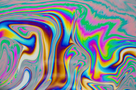 Psychedelic multicolored patterns background. Photo macro shot of soap bubblesの写真素材
