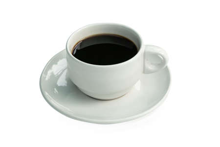 White cup of black coffee isolated on white with clipping pathの写真素材