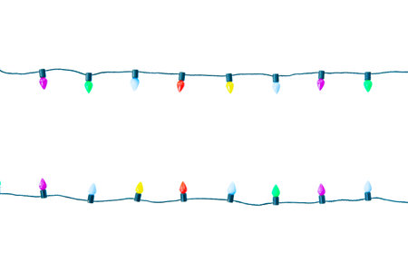 Christmas lights string isolated on white background with clipping path