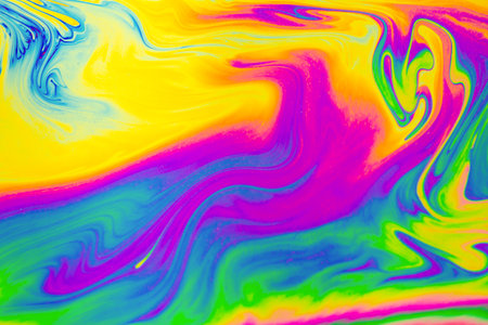 Psychedelic multicolored patterns background. Photo macro shot of soap bubblesの写真素材
