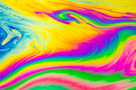 Psychedelic multicolored patterns background. Photo macro shot of soap bubblesの写真素材