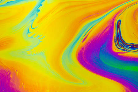 Psychedelic multicolored patterns background. Photo macro shot of soap bubblesの写真素材