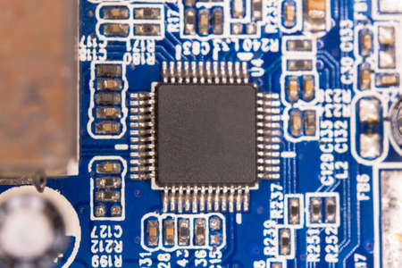 Close up blank microchip on Electronic circuit board.の写真素材