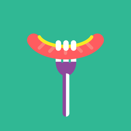 Fork and Sausage Iconのイラスト素材