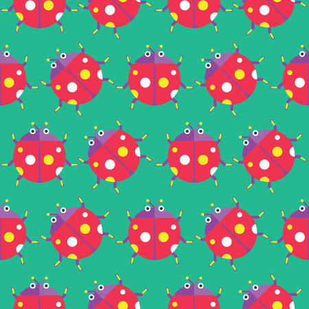 Seamless Ladybug Pattern, Insect Vectorのイラスト素材