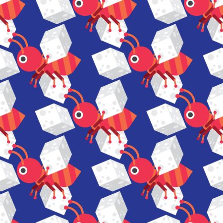 Seamless Ant with Sugar Pattern, Insect Vectorのイラスト素材